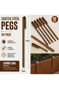 280mm Corten Steel Pegs 40x – Heavy Duty Edge Stake