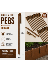 280mm Corten Steel Pegs 60x – Heavy Duty Edge Stake