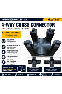 4-Way Cross Connector for Heavy Duty Polymer Drainage Channel PICKUP